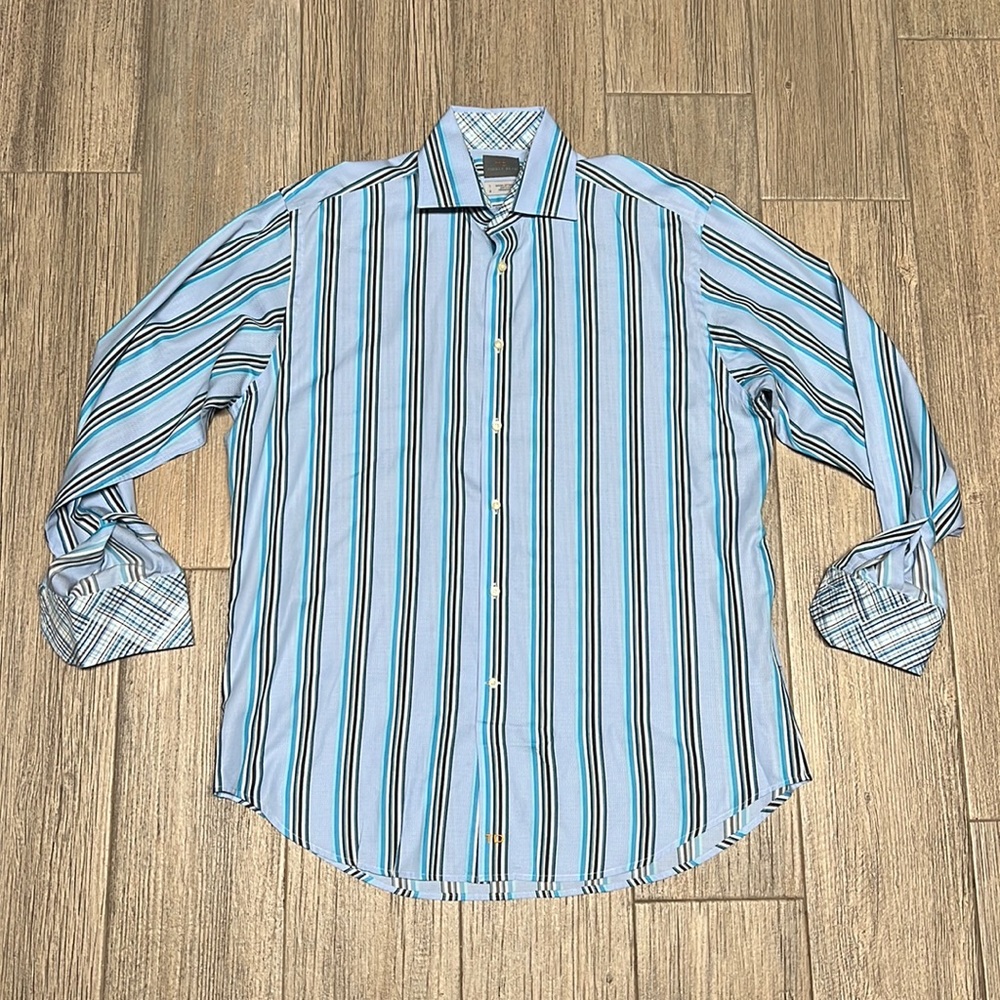 Thomas Dean Casual Button Down Shirt - Blue - Size L